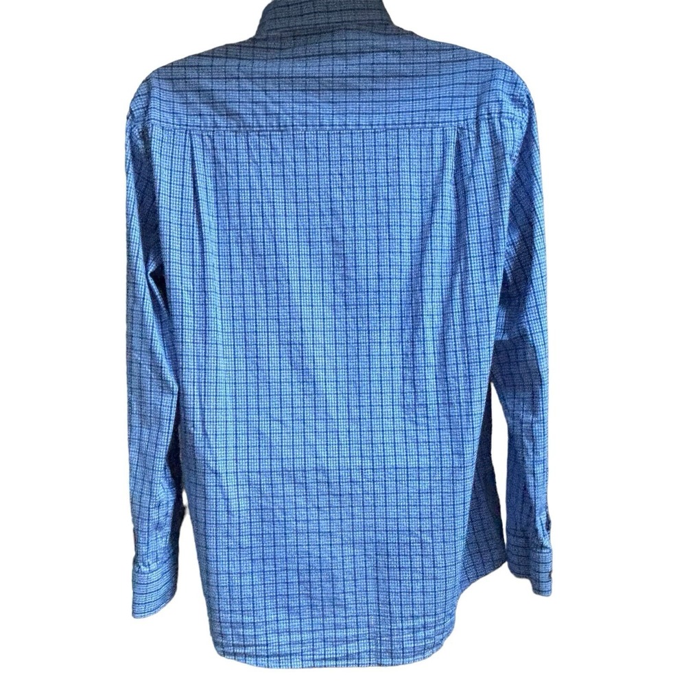 Duchamp London Blue Plaid Long Sleeve Men's Shirt Size XL 43 17 - Picture 3 of 9